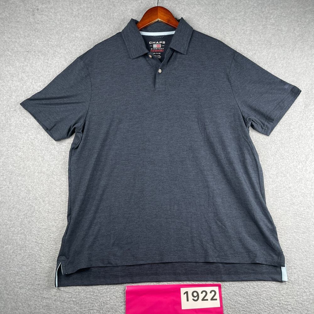 Chaps Performance Polo Shirt Navy Blue Heather Stretch Casual Lightweight Men XL